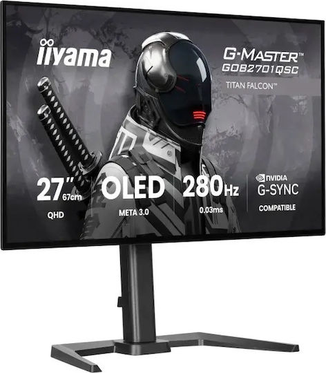 Iiyama G-Master GOB2701QSC-B1 Titan Falcon OLED HDR Gaming Monitor 27" QHD 2560x1440 280Hz with Response Time 0.03ms GTG