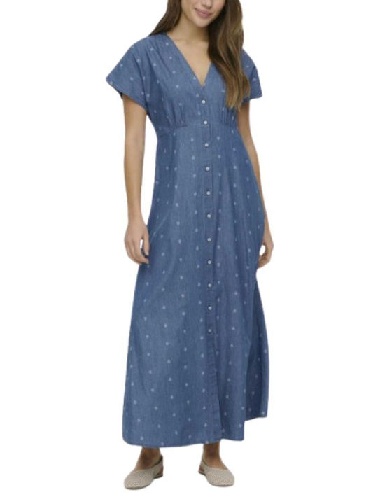 Nova Summer Midi Shirt Dress Denim Blue
