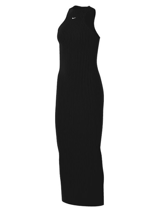 Rochie Midi Sport Fără Mâneci Neagră