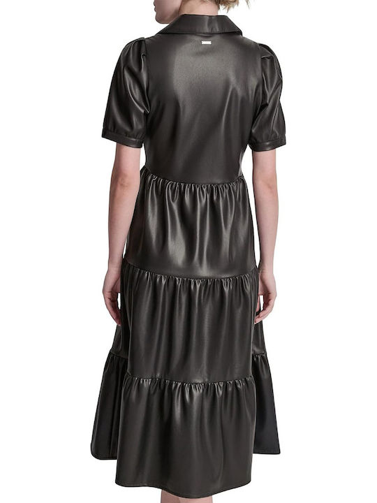 DKNY Δερμάτινο Φόρεμα All day Black