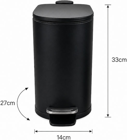 MRShome Метален Комплект Пингал и Кошничка за Баня Soft Close 5lt Черен