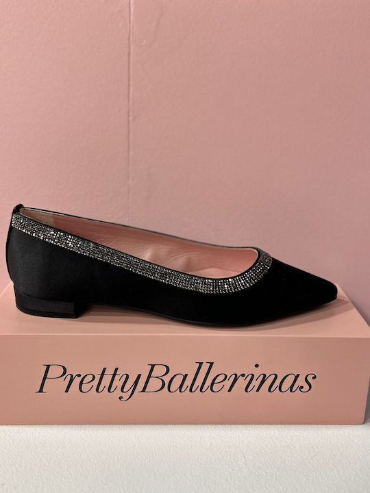 Clementine Satin Damen Ballerinas Spitz zulaufend Schwarz