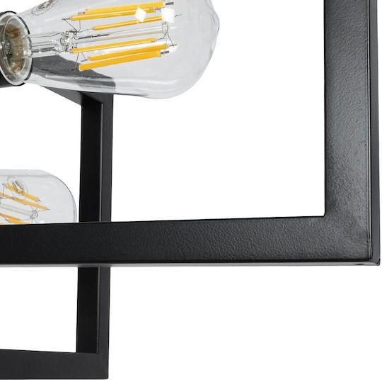 GloboStar Loop Hängelampe Schwarz für 4 Lampen E27 52x52x42cm.