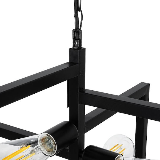 GloboStar Loop Hängelampe Schwarz für 4 Lampen E27 52x52x42cm.