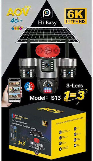 XY-07147 IP Triple Κάμερα Παρακολούθησης Wi-Fi/4G Αδιάβροχη Μπαταρίας με Αμφίδρομη Επικοινωνία Κόκκινο