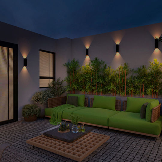 Lampa Florence Iluminat Exterior Montat Pe Perete Liniar Led Încorporat IP54 8W Cu Lumină Alb Cald Dublu Fascicul 23x8x23cm
