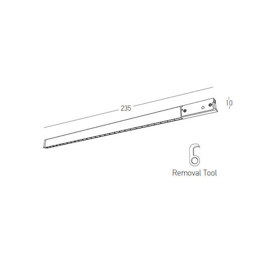Zambelis Lights Commercial Linear LED Ceiling Light 4W Warm White L23.5xD1cm