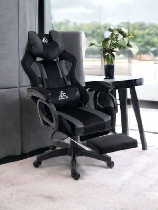 Scaun Gaming din Piele Sintetică cu Suport de Picioare Negru
