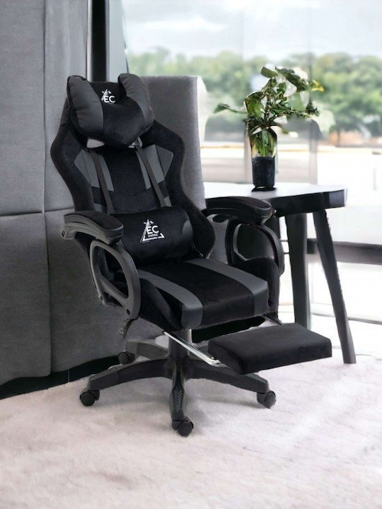 Scaun Gaming din Piele Sintetică cu Suport de Picioare Negru