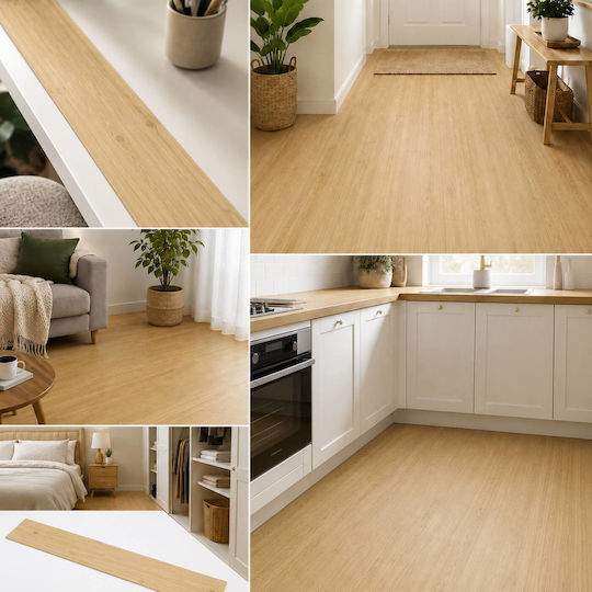 Selbstklebende Vinylfliese Natürliches Holz 91,5x15,3cm Hellbraun Fd814