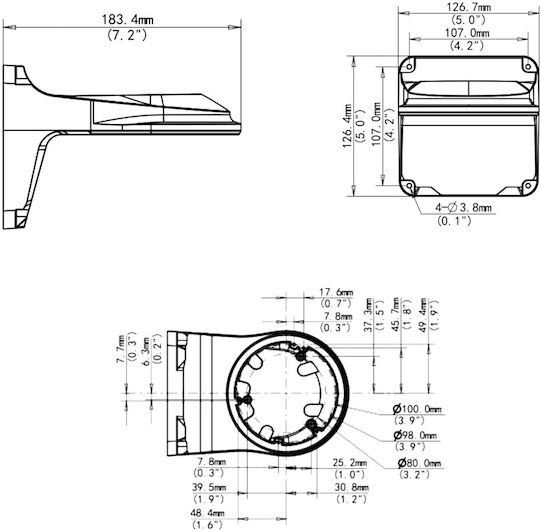 Wall Mount Support 'dome' Type Cameras Unv Tr-wm03-d-in