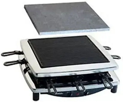 Steba RC 3 plus chrom Tischplatte Elektrogrill Raclette Geriffelte Platte 1450W mit einstellbarem Thermostat 26cmx26cmcm
