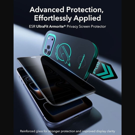 Поверително стъкло ESR UltraFit Armorite Закалено стъкло 2-Pack iPhone 18 Pro Privacy 4894240305843