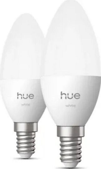 Philips Intelligente Glühbirnen Philips Hue LED 3.7W für Fassung E14 Warmes Weiß 2 Stück