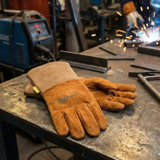 Weldas Soft Touch Gloves for Work Welding Brown Leather 1pcs