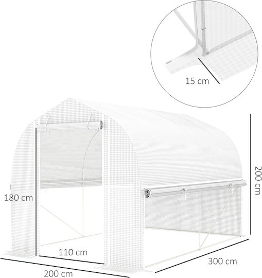 Outsunny 84H-217V00WT Gewächshaus Typ Haus 3x2x2m