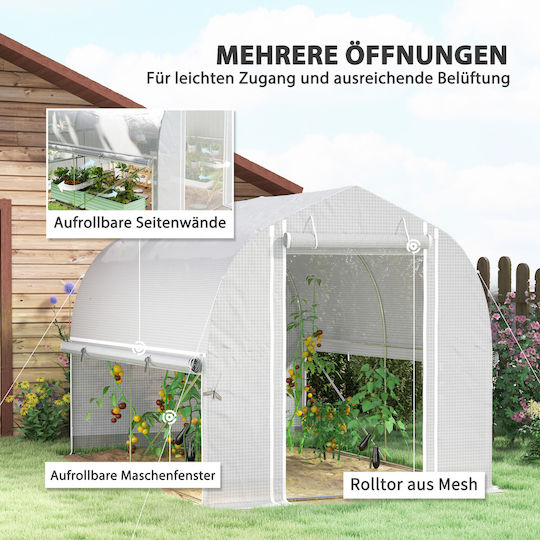 Outsunny 84H-217V00WT Gewächshaus Typ Haus 3x2x2m