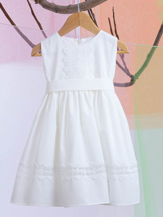 Bambolino Emmanouela Ecru Kleid Für Taufe Aus Spitze