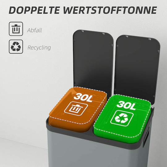 HomCom Kunststoff Gewerbliche Abfallbehälter Abfall 2x30Es Gray