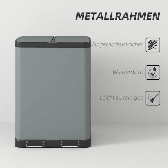 HomCom Kunststoff Gewerbliche Abfallbehälter Abfall 2x30Es Gray
