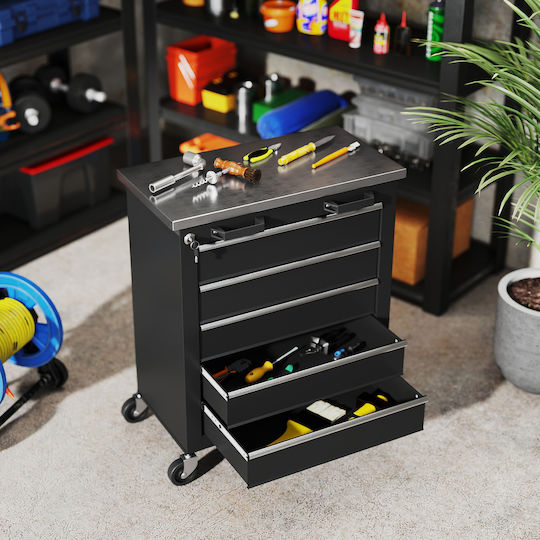 HomCom Rollbar Metallisch Werkzeugkiste