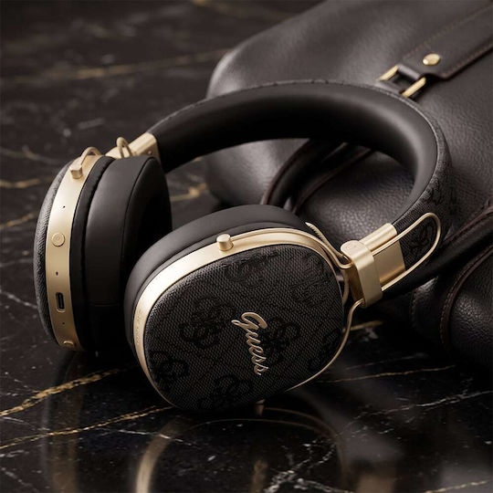 Guess 4G Metal Script Logo Ασύρματα / Ενσύρματα Over Ear Ακουστικά με 26 ώρες Λειτουργίας Ροζ