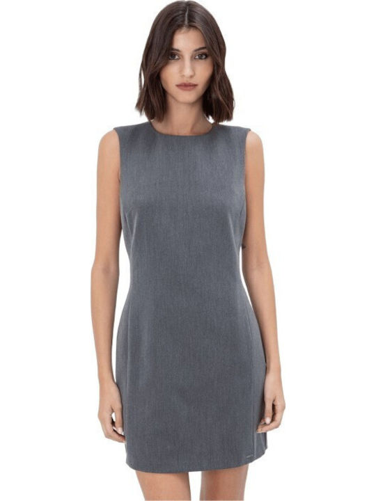 Summer Mini Sleeveless Grey Melange Dress