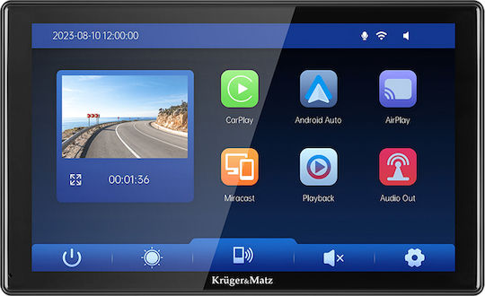 Kruger & Matz 9-Zoll Multimedia-Hilfsbildschirm für das Dashboard Auto mit Apple CarPlay / Android Auto