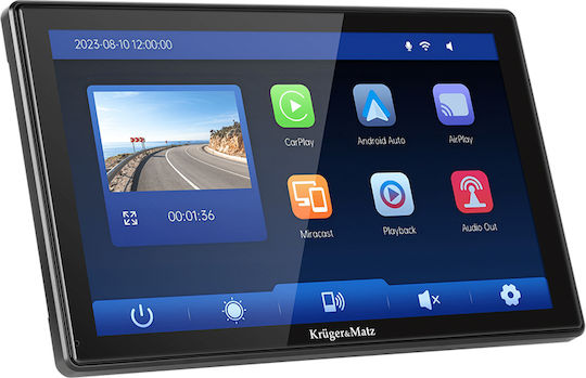 Kruger & Matz 9-Zoll Multimedia-Hilfsbildschirm für das Dashboard Auto mit Apple CarPlay / Android Auto