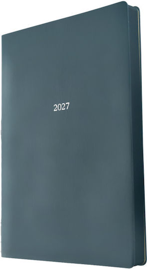 Type Center Daily Agenda 2027 Petrol Blue Leather 21x29.5cm (with Personalization)