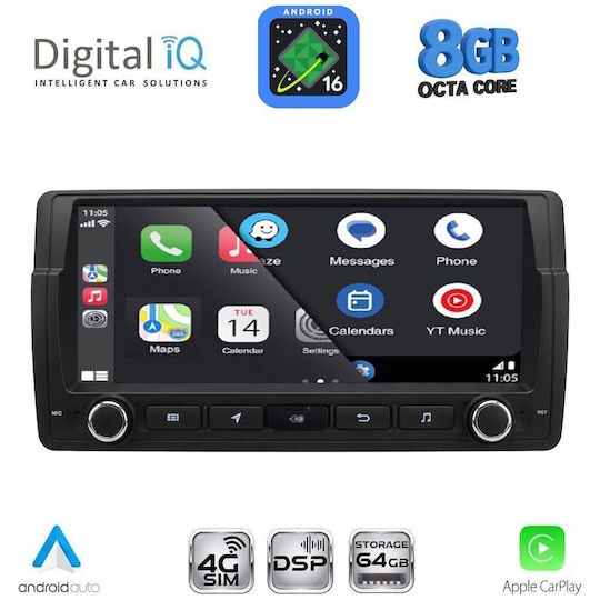 Digital IQ Автомобилна Аудио Система за BMW Серия 3 / E46 1998-2005 (Bluetooth/USB/WiFi/GPS/Apple CarPlay/Android Auto) с Touch Screen 8.8"