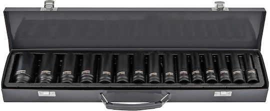 Powermat Καρυδάκια Αέρος Μακριά με Καρέ Υποδοχής 1/2", HEX Σετ 15τμχ