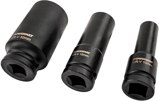Powermat Καρυδάκια Αέρος Μακριά με Καρέ Υποδοχής 1/2", HEX Σετ 15τμχ