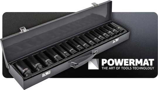 Powermat Καρυδάκια Αέρος Μακριά με Καρέ Υποδοχής 1/2", HEX Σετ 15τμχ