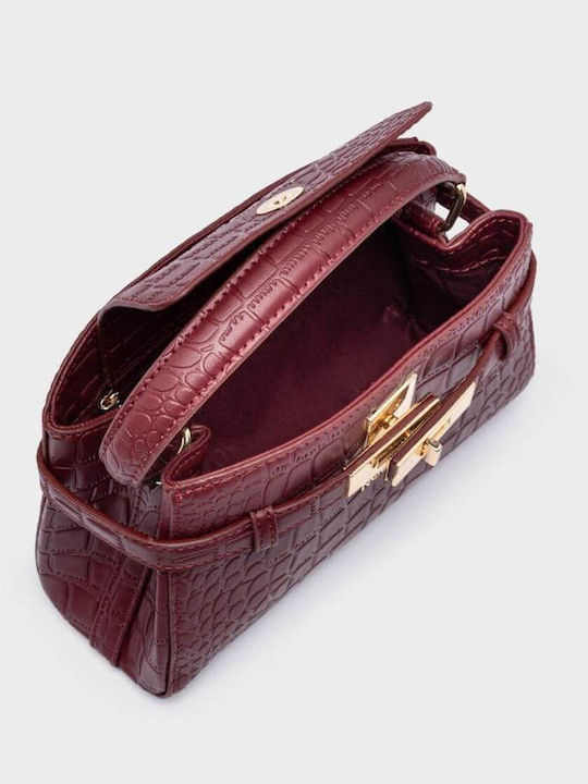 Iliana Women's Satchel Bag Croco Burgundy