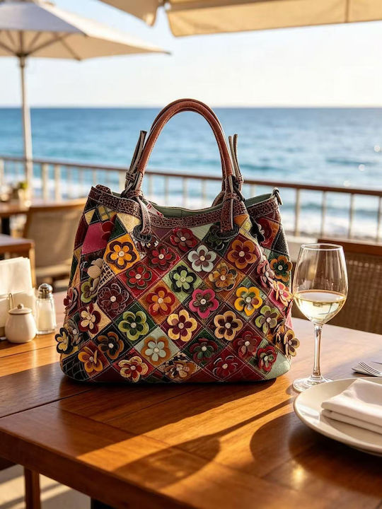 Leather Women's Multicolour Handbag