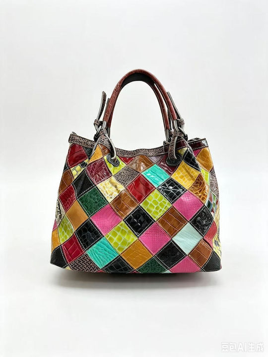 Leather Women's Multicolour Handbag