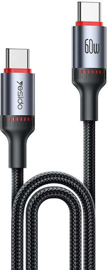 Yesido Geflochtenes Kabel USB-C männlich - USB-C 60W PD Schwarz 2m