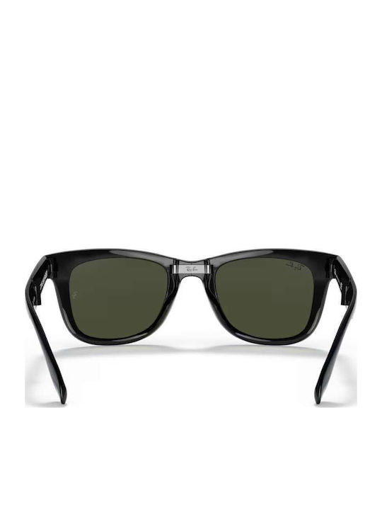 Unisex Sunglasses with Black Horn-Rimmed Frame and Green Lens