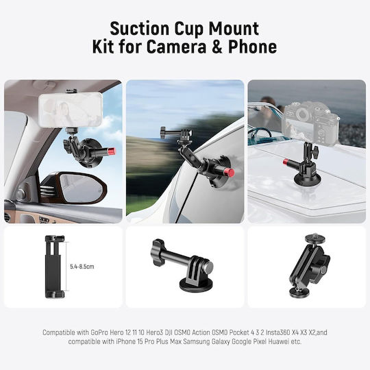 Suport Cu Ventuză Dslr 3 Inch Braț Magic Neewer Ca104 Pompă De Vid Suport 20kg Cap Bilă 360 De Grade Filet 1/4 3/8 Arri Adaptor Gopro Insta360 Dji Suport Telefon Inclus Aluminiu