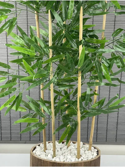 SteweHome Dekoratives Bambusbaum Geflochtene Korb Holz Elliptischer Sockel 5 Stämme