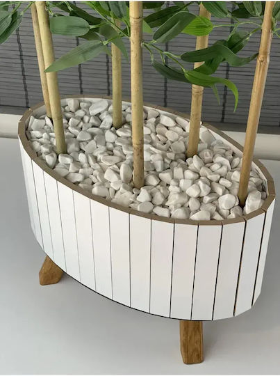 Stewehome Arbore De Bambus Decorativ Frunze Artificiale Deasă Bază Eliptică Din Lemn Picioare
