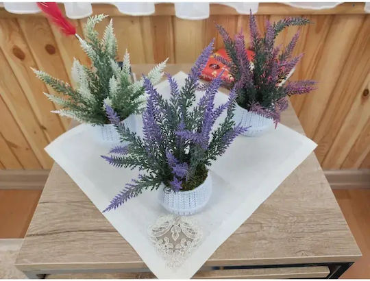 Stewehome Dekorative Tisch Weißer Korb Topfpflanze Natürliche Textur Lavendel