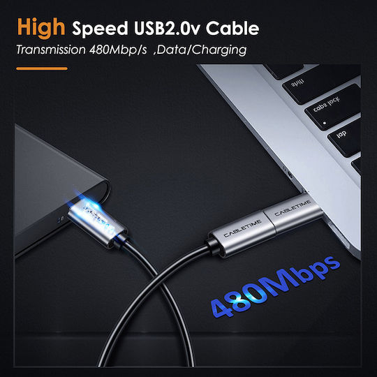 Cabletime CT-CMMCBF-ASG USB-C männlich zu Micro-USB weiblich Konverter Grau