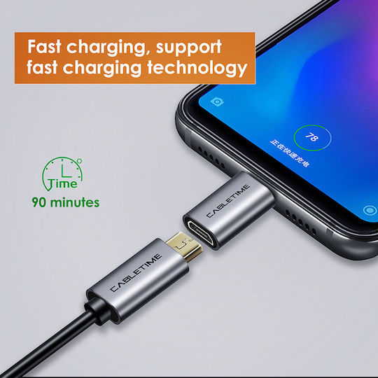 Cabletime CT-CMMCBF-ASG USB-C männlich zu Micro-USB weiblich Konverter Grau