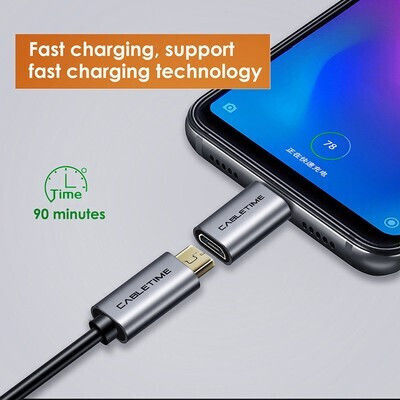 Cabletime CT-CMMCBF-ASG USB-C männlich zu Micro-USB weiblich Konverter Grau