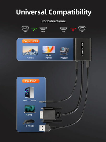 Cabletime CT-AV582-VGAH Μετατροπέας VGA male σε HDMI female