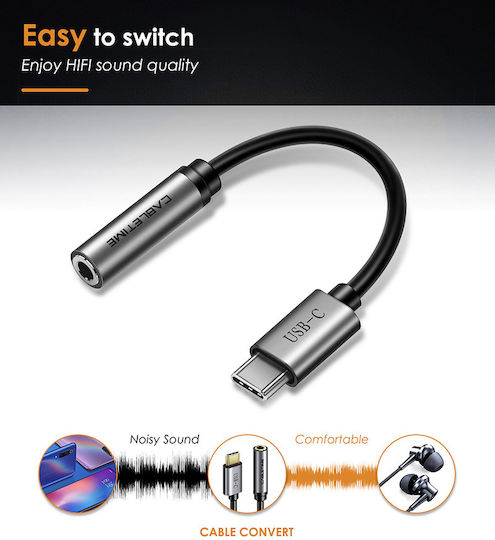 Cabletime DM131031 Конвертор USB-C мъжки към 3.5mm женски Сив