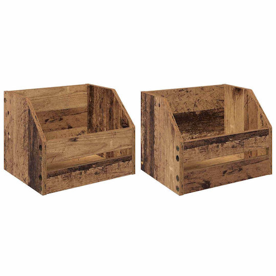 vidaXL Vinyl Album Box 2 Pcs Oak Wood 38 x 30 x 29 cm