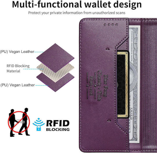 Motorola Edge 70 Fusion 5g Case Dierfeng Strong Magnetic Leather Wallet Purple